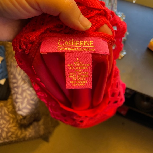 Red Catherine Malandrino blouse with lattice cut-outs - Picture 5 of 5